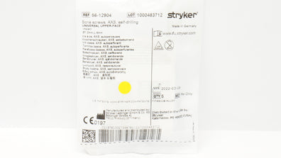 Stryker 56-12904 Bone Screws, AXS, Self-Drilling, 1.2 x 4mm - Pack of 5